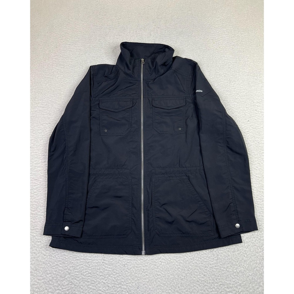 Columbia Jacket Mens XL Black Nylon Mesh Lined Full Zip Utility Pockets AL1585